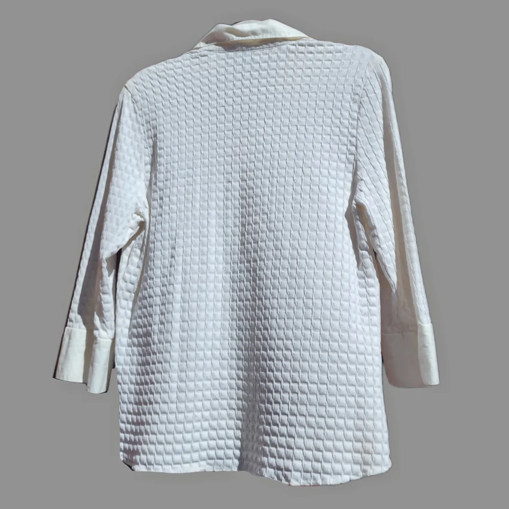 Selene Sport Vintage 90s White Zip up Blouse Size XL - Picture 4 of 8